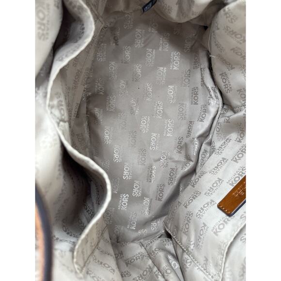 Michael Kors Authenticated Jet Set Canvas Leather 38t2xttt2j Beige Brown Tote - Picture 7 of 15